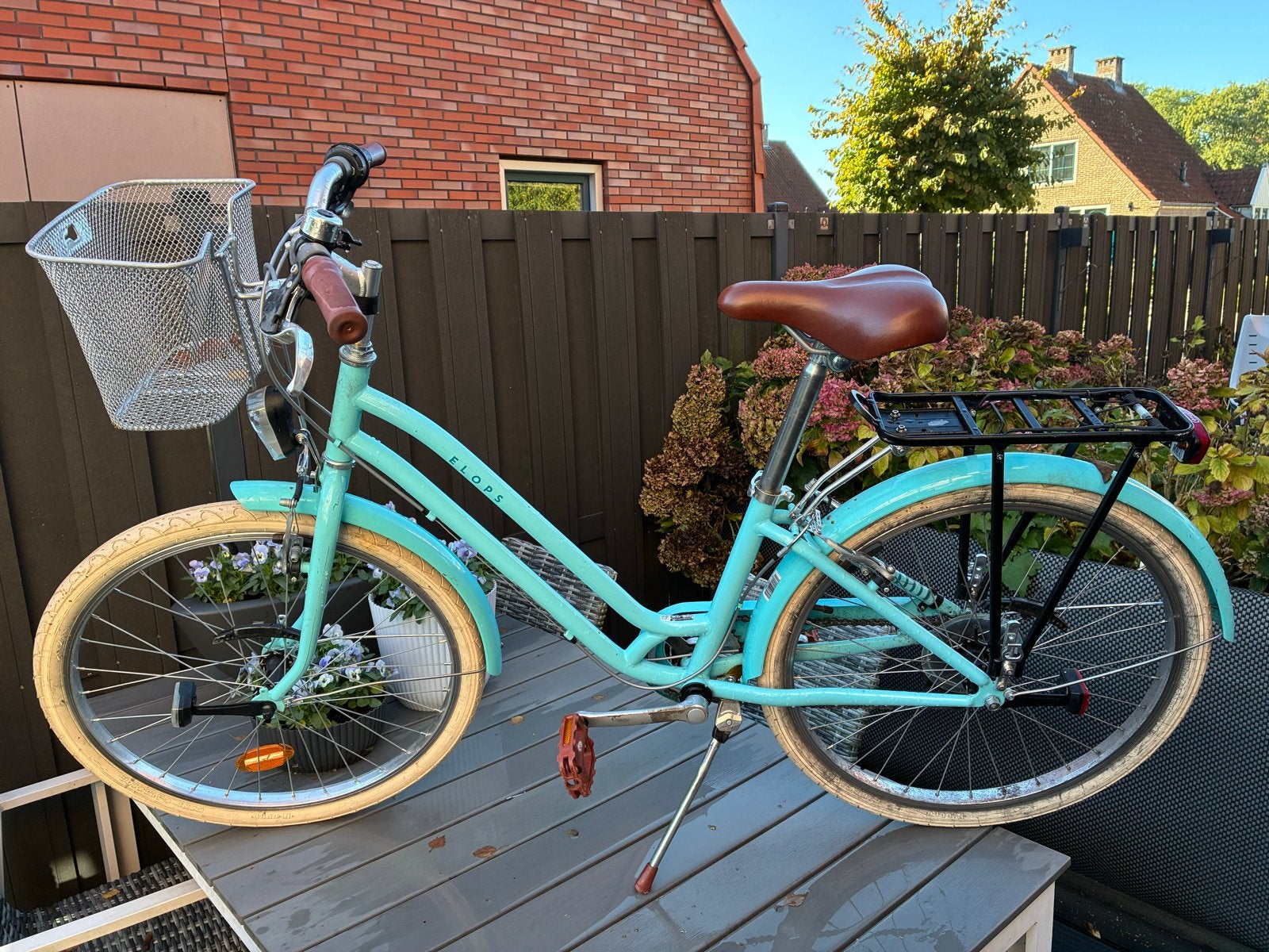 Elops 24” fiets met mandje en bagagedrager, Gebruikt, Velgrem, Versnellingen, 50 tot 53 cm