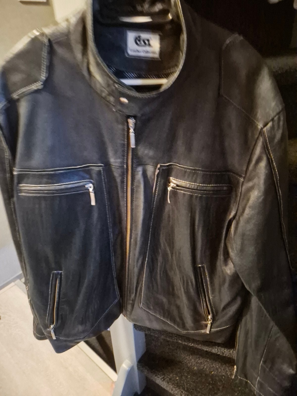 Heren leren Jack zwart mt xxlVaste pr€€30euro zganVas, Verzenden, Zo goed als nieuw, Overige maten, Zwart
