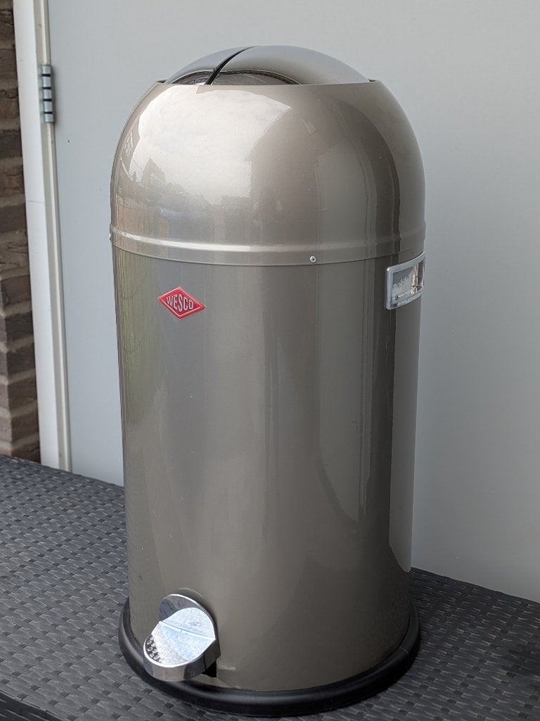 Wesco kickmaster prullenbak 40l, Ophalen, Gebruikt, Met pedaal, Metaal