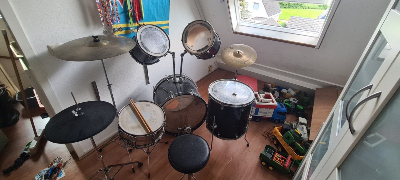 Gebruikt drumstel met set dempingsvellen, Ophalen, Gebruikt, Overige merken