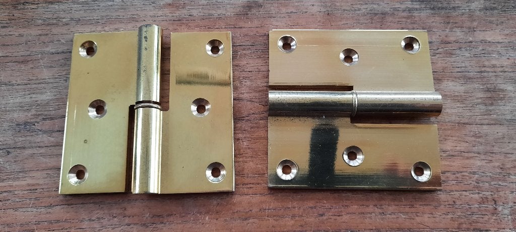 Messing paumelle 80x80 mm links, Ophalen of Verzenden, Nieuw, Koper of Messing, Scharnier