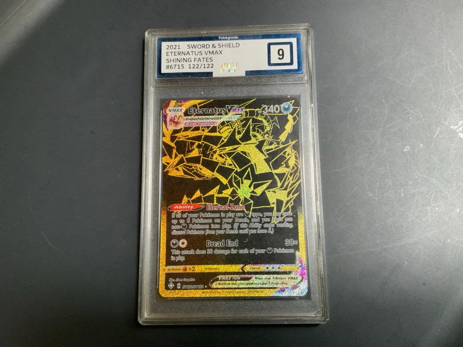 Pokémon Eternatus VMAX 122/122 Shining Fates PSA 9, Ophalen, Nieuw, Losse kaart