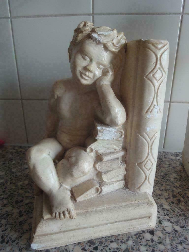 ENGEL BOEKENSTEUNEN GIPS, BROCANTE BOEKENSTEUNEN, Ophalen of Verzenden