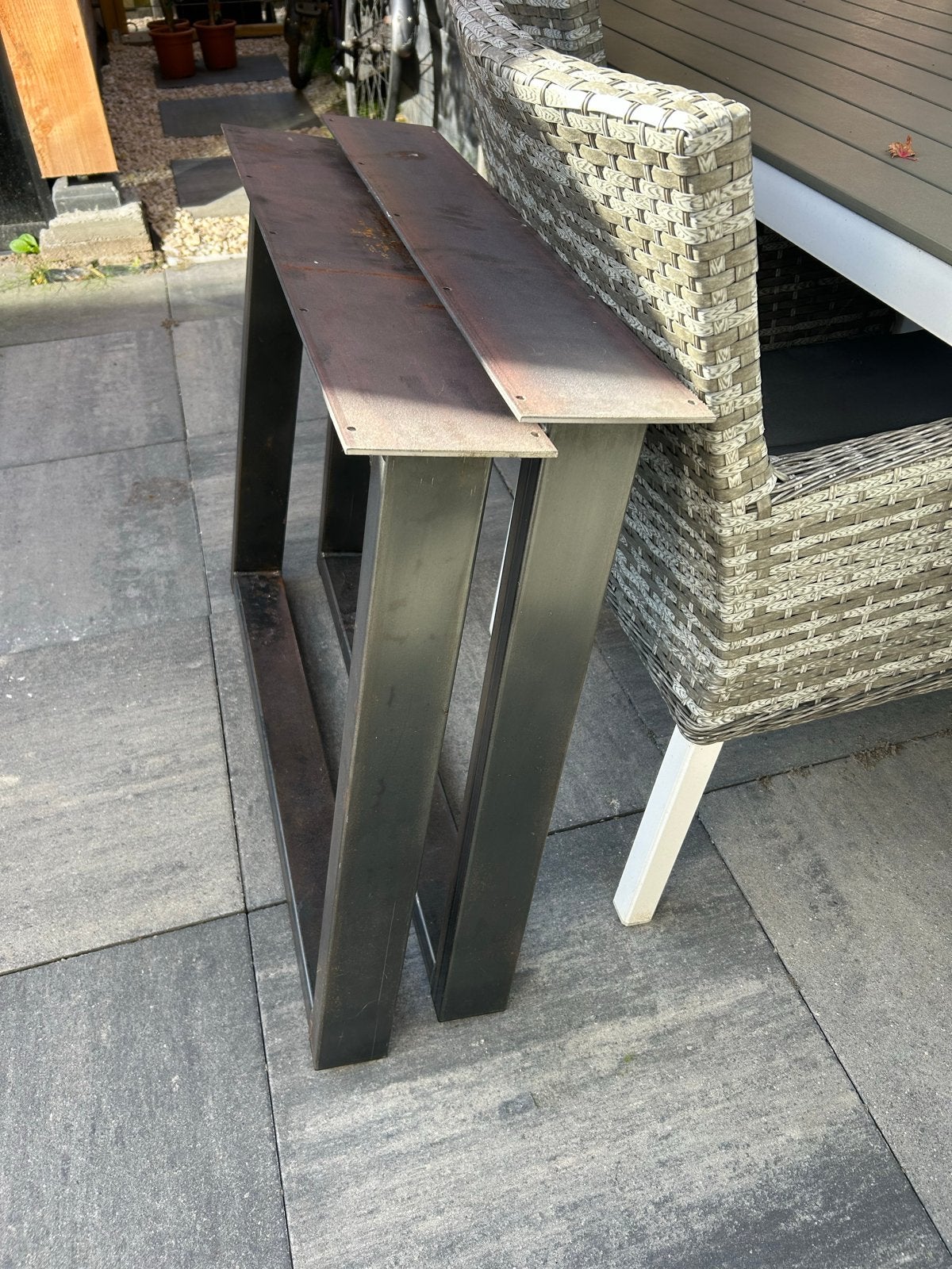Metalen tafelpoten / onderstel - industrieel design, Ophalen, Gebruikt