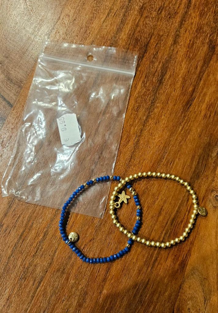 2 NIEUWE biba armbandjes goud blauw, Ophalen of Verzenden, Nieuw, Blauw, Goud