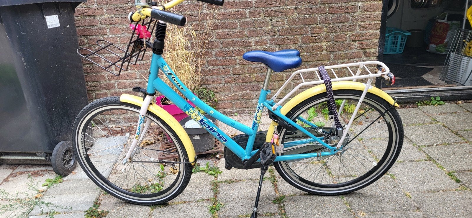 Alpina kinderfiets 24 inch - Blauw/Geel, Ophalen, Terugtraprem, Alpina, Gebruikt