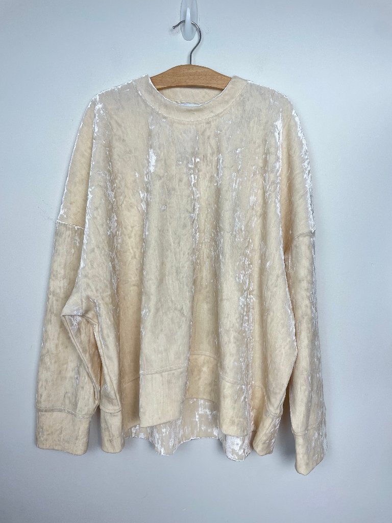 Samsoe Samsoe sweater maat S velvet creme beige velours, Beige, Ophalen of Verzenden, Zo goed als nieuw, Samsoe Samsoe