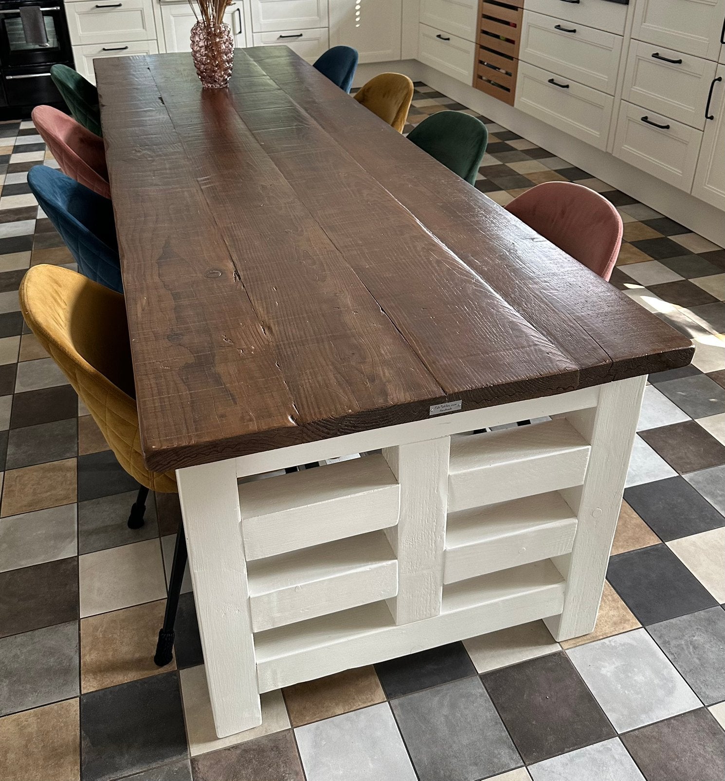 Grote eettafel / kloostertafel 3 meter lang, Huis en Inrichting, Tafels | Eettafels, Ophalen, Gebruikt, Eikenhout, 200 cm of meer