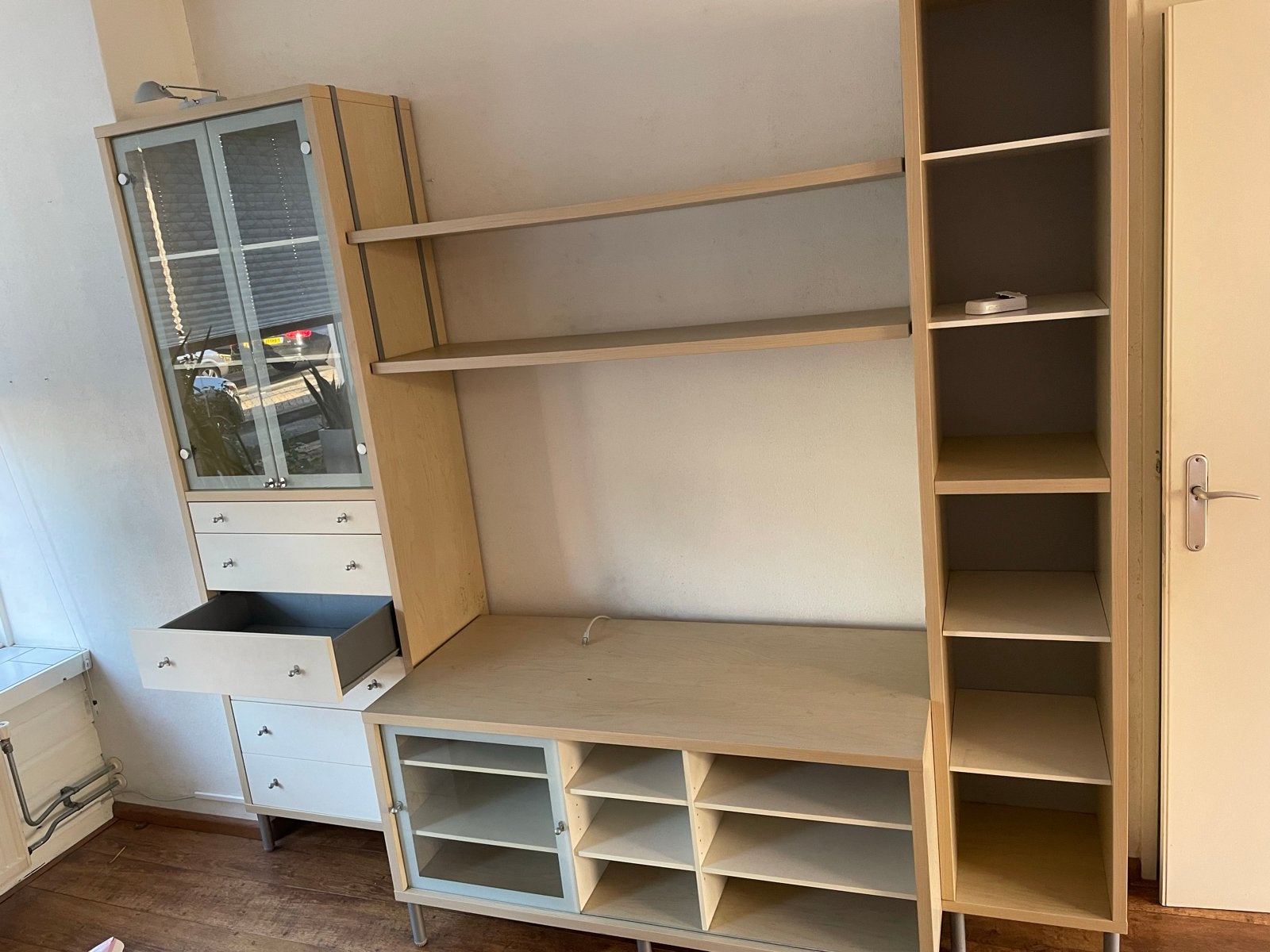 Gratis: Complete wandkast/boekenkast met lades en deuren, Ophalen, 250 tot 300 cm, Gebruikt, 200 cm of meer