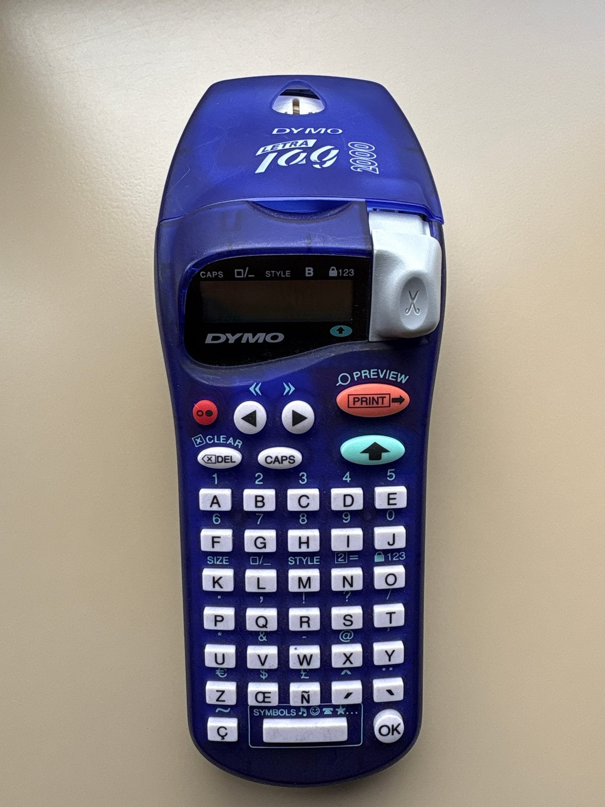 Dymo LetraTag LT-2000 Labelprinter - Blauw, Computers en Software, Labelprinters, Gebruikt, Qwerty, Etiket, Ophalen of Verzenden