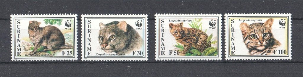 WWF set postzegels v/d Kleine Tijgerkat en Jaguarundi, Ophalen of Verzenden, Postfris, Dier of Natuur