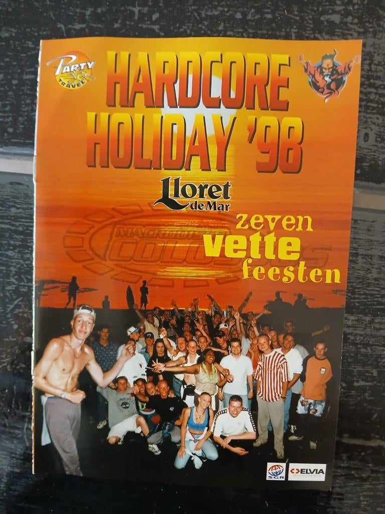 Reisbrochure flyer hardcore holiday 98 lloret., Gebruikt, A4 of kleiner, Vierkant, Ophalen of Verzenden