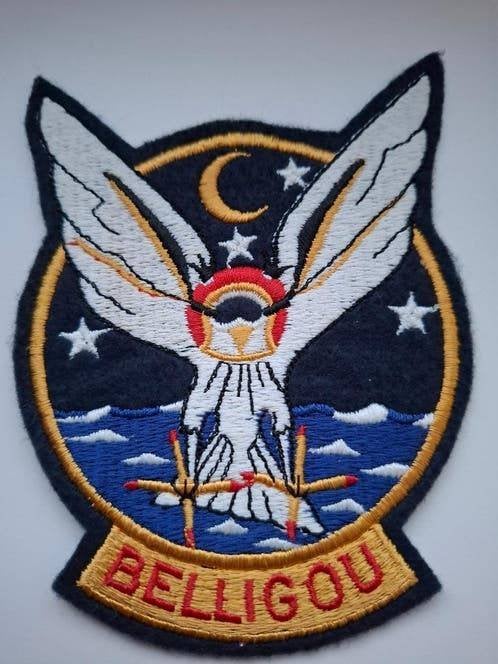 Franse Marine 32F BELLIGOU SA 321 Super Frelon patch, Ophalen of Verzenden, Zo goed als nieuw, Patch, Badge of Embleem