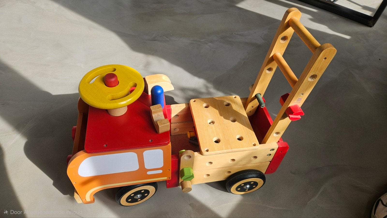 Houten loopauto. Merk I'm toy., Ophalen
