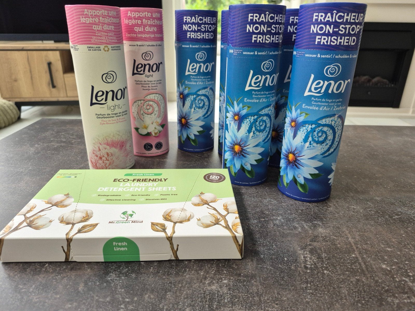 Wasmiddel en wasparfum set: Mr. Green Mind & Lenor, Ophalen