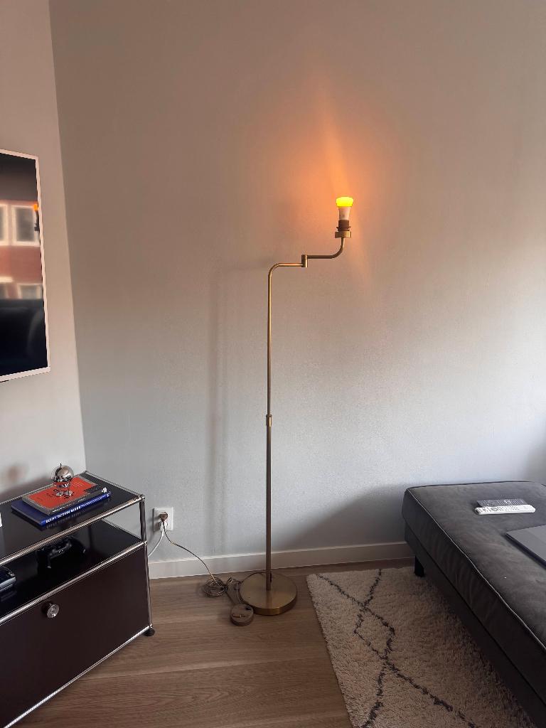 Vintage messing tafel- en vloerlamp, Huis en Inrichting, Lampen | Vloerlampen, Ophalen, Gebruikt, 100 tot 150 cm, Vintage