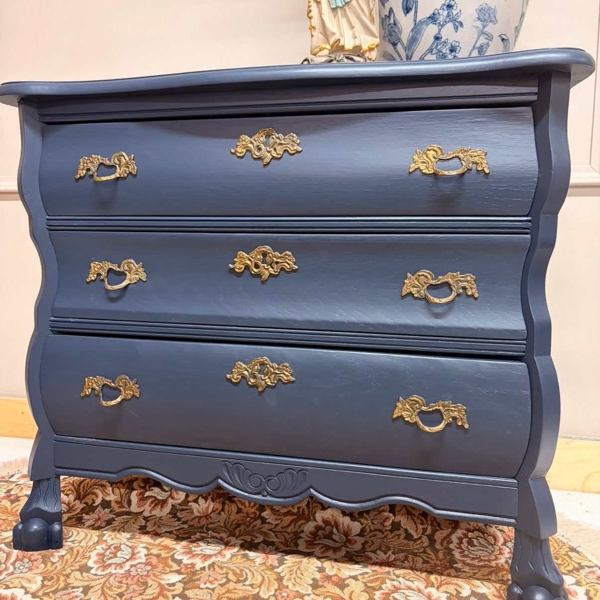 Buikkast ladekast ladenkast gepimpt donkerblauw, Huis en Inrichting, Zo goed als nieuw, 3 of 4 laden, Minder dan 100 cm, 25 tot 50 cm