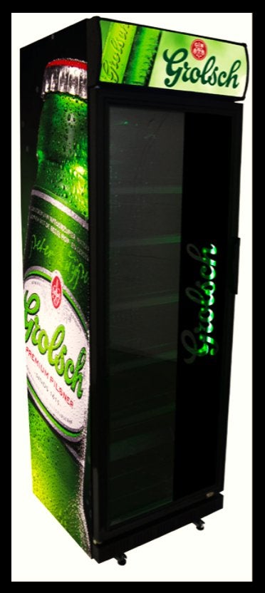 11x Grolsch Bier koelkast met reclame De Kornschuur, Zonder vriesvak, 200 liter of meer, Nieuw, 160 cm of meer