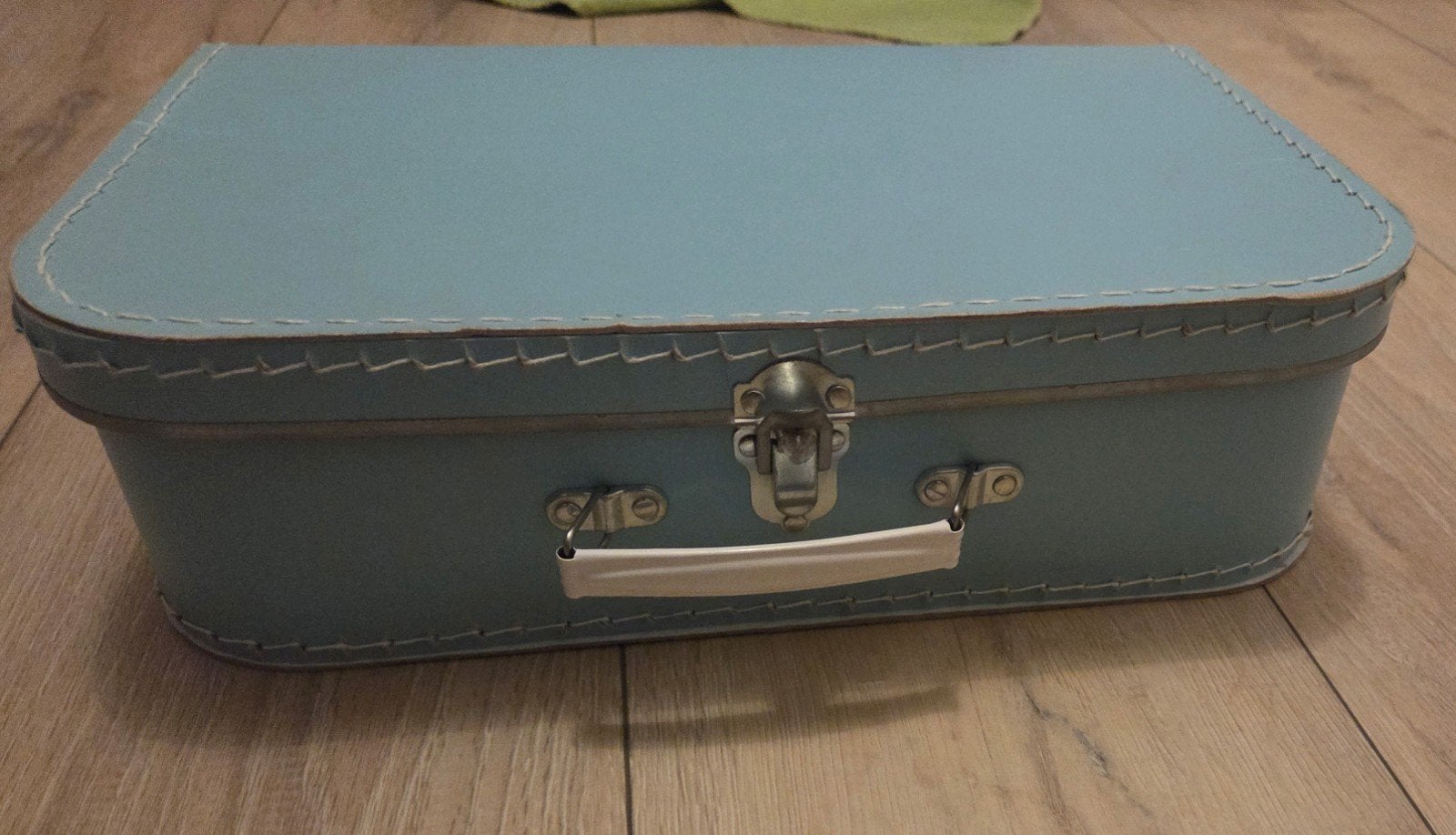 Leuke lichtblauwe koffer/opbergdoos, Overige materialen, Gebruikt, Slot, Minder dan 50 cm