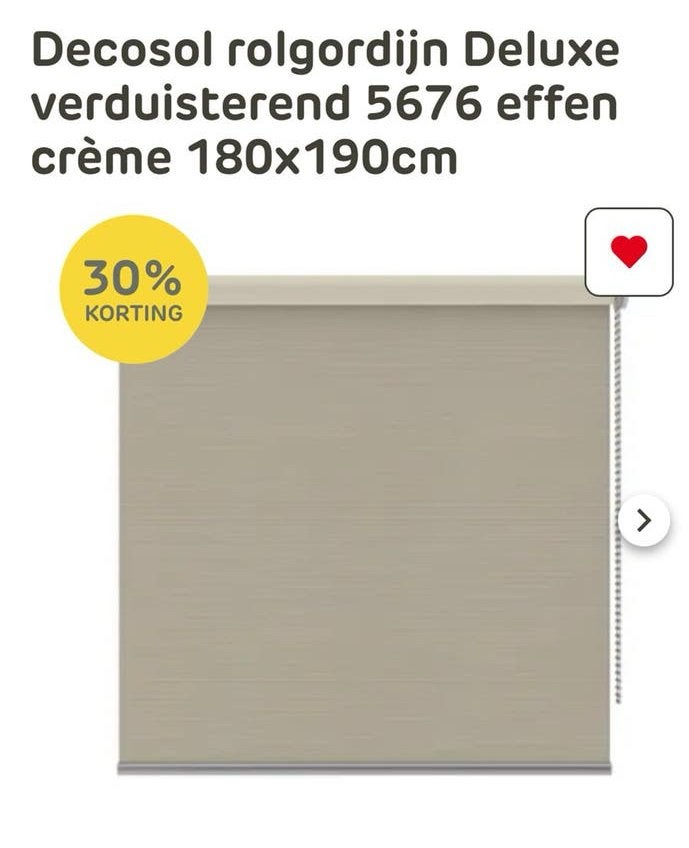 Decosol rolgordijn Deluxe verduisterend crème 180x190cm, Ophalen, Overige merken, Verduisterend, Nieuw