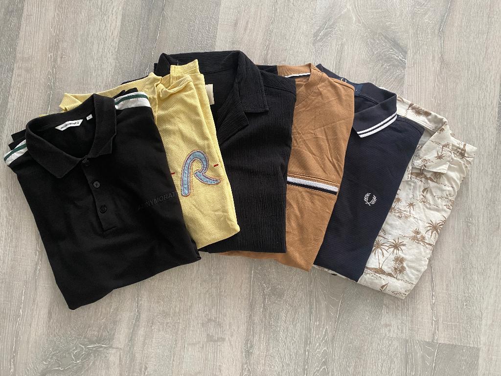 Set van 6 Heren Shirts – Polo’s, Overhemden & 1 T‑shirt, Ophalen of Verzenden, Gedragen, Maat 48/50 (M), Overige kleuren