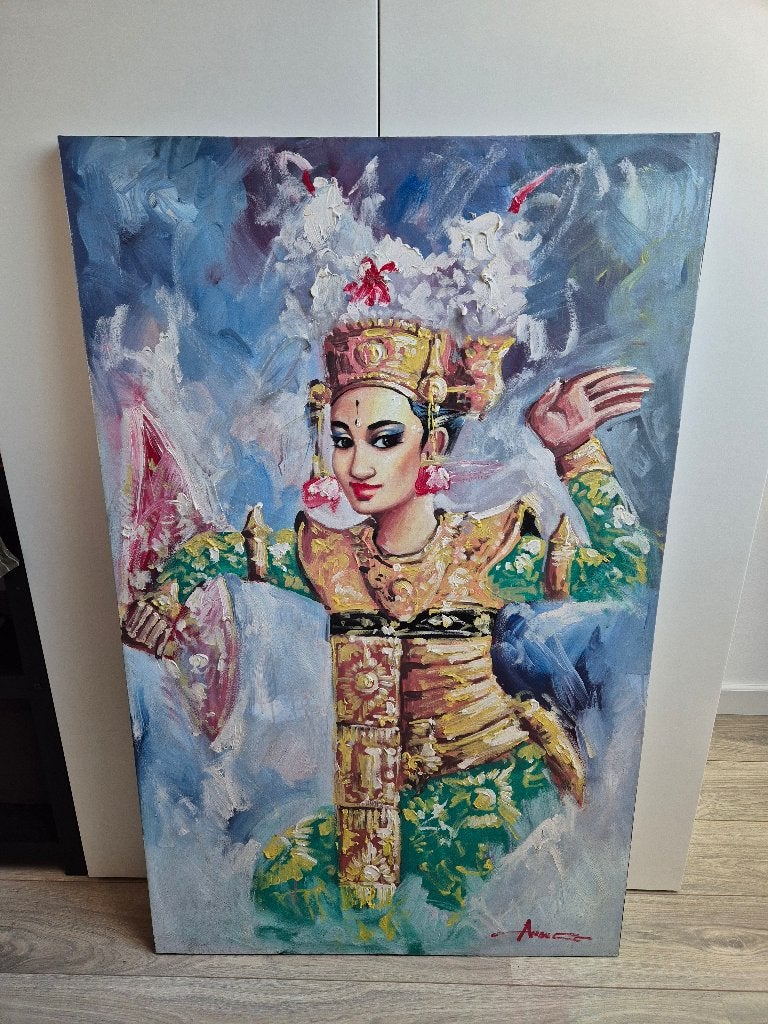 Schilderij Bali Dancer 85x135, Ophalen of Verzenden, 75 tot 100 cm, Schilderij