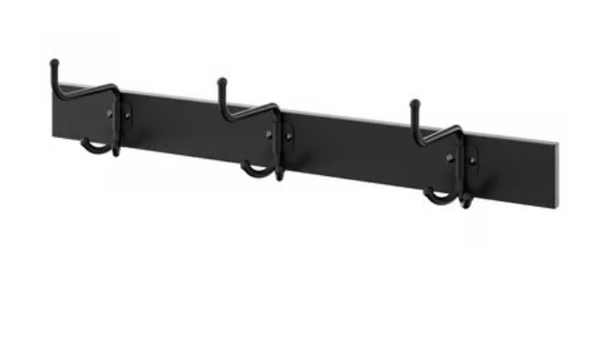 Ikea Pinnig kapstok met 3 dubbele haken, zwart, Wandkapstok, Ophalen of Verzenden, Zo goed als nieuw, Minder dan 100 cm