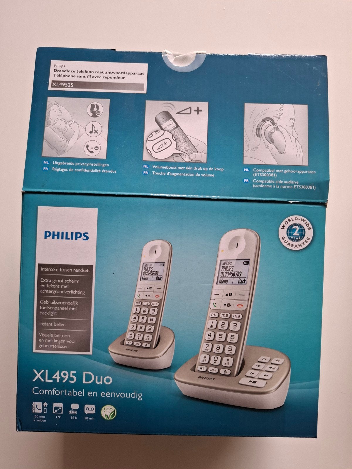 Philips XL495 Duo Draadloze Telefoons met Antwoordapparaat, Telecommunicatie, Ophalen of Verzenden, 2 handsets