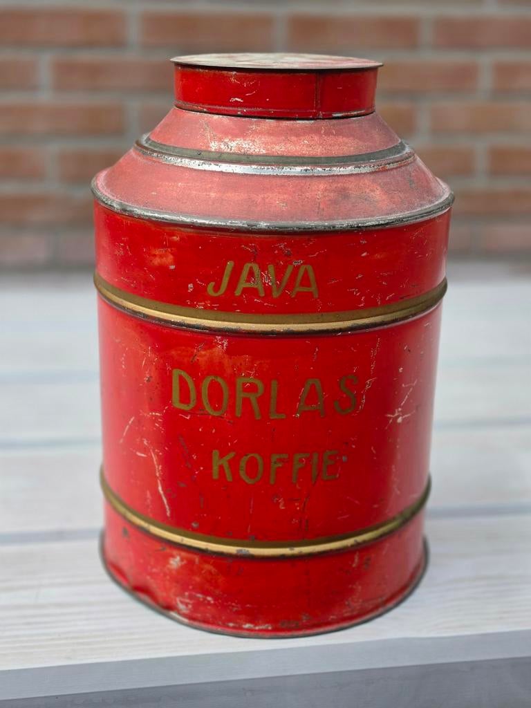 Java Dorlas koffie blik Winkel blik, Verzamelen, Blikken, Ophalen of Verzenden, Gebruikt, Koffie