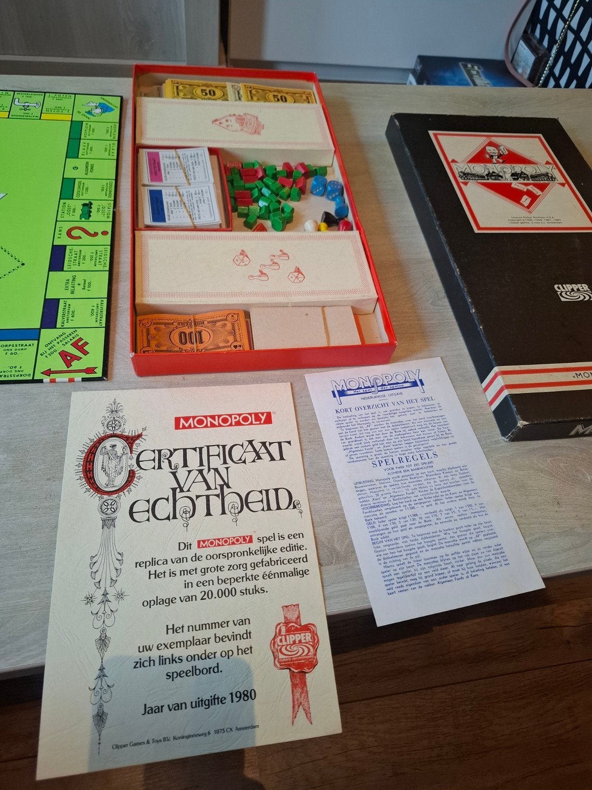 Monopoly De Luxe - Clipper uitgave 1980, Gebruikt, Clipper, Parker Brothers, Ophalen of Verzenden