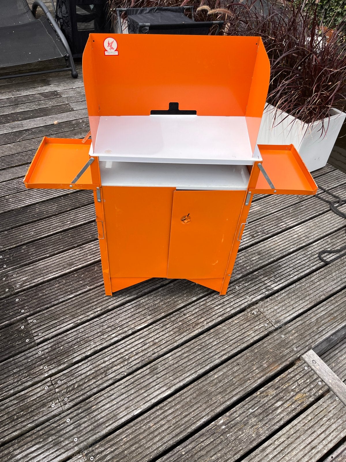 Vintage metalen campingkastje koffer - Oranje 'Kompac Kabine, Caravans en Kamperen, Ophalen, Gebruikt