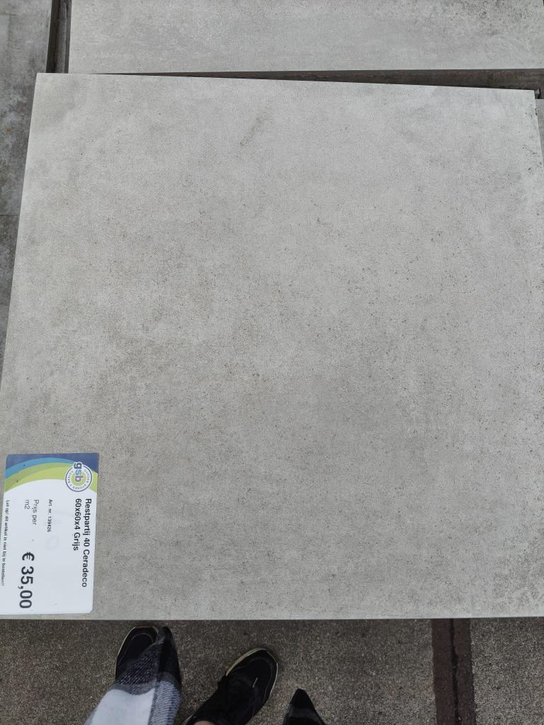 Kera Beton Ceradeco grijs - 60x60x4cm (prijs per m2), Ophalen, Nieuw, 5 tot 10 m², Beton