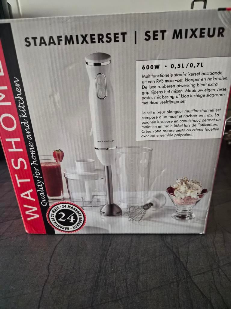 WATSHOME Staafmixerset 600W - Nieuw in doos, Minder dan 1 liter, Ophalen of Verzenden, Nieuw, 2 snelheden