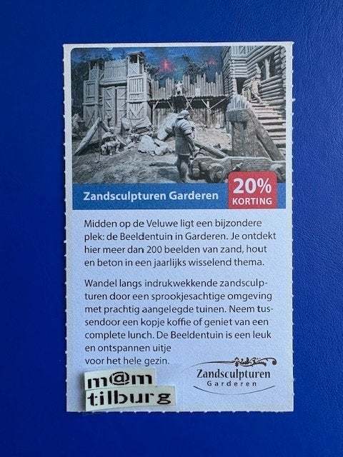 Zandsculpturen Garderen 20% korting tot 1-7-2027, Drie personen of meer, Kortingsbon, Overige typen