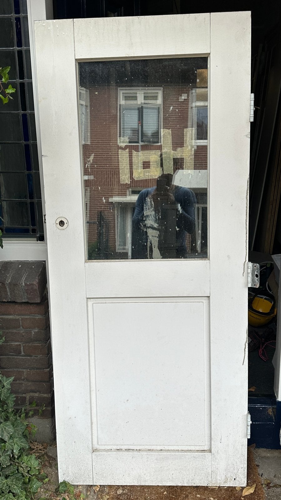 Hardhouten deur 76x178,5 cm met glas, Ophalen, Gebruikt, Minder dan 80 cm, Minder dan 200 cm