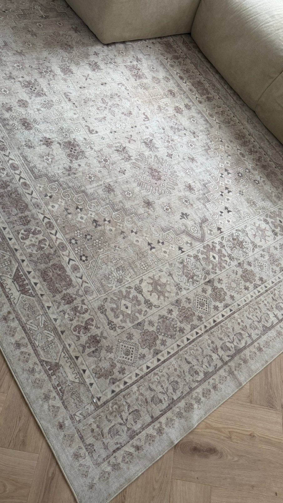Groot wasbaar tapijt vintage look, Ophalen, Zo goed als nieuw, Rechthoekig, 200 cm of meer