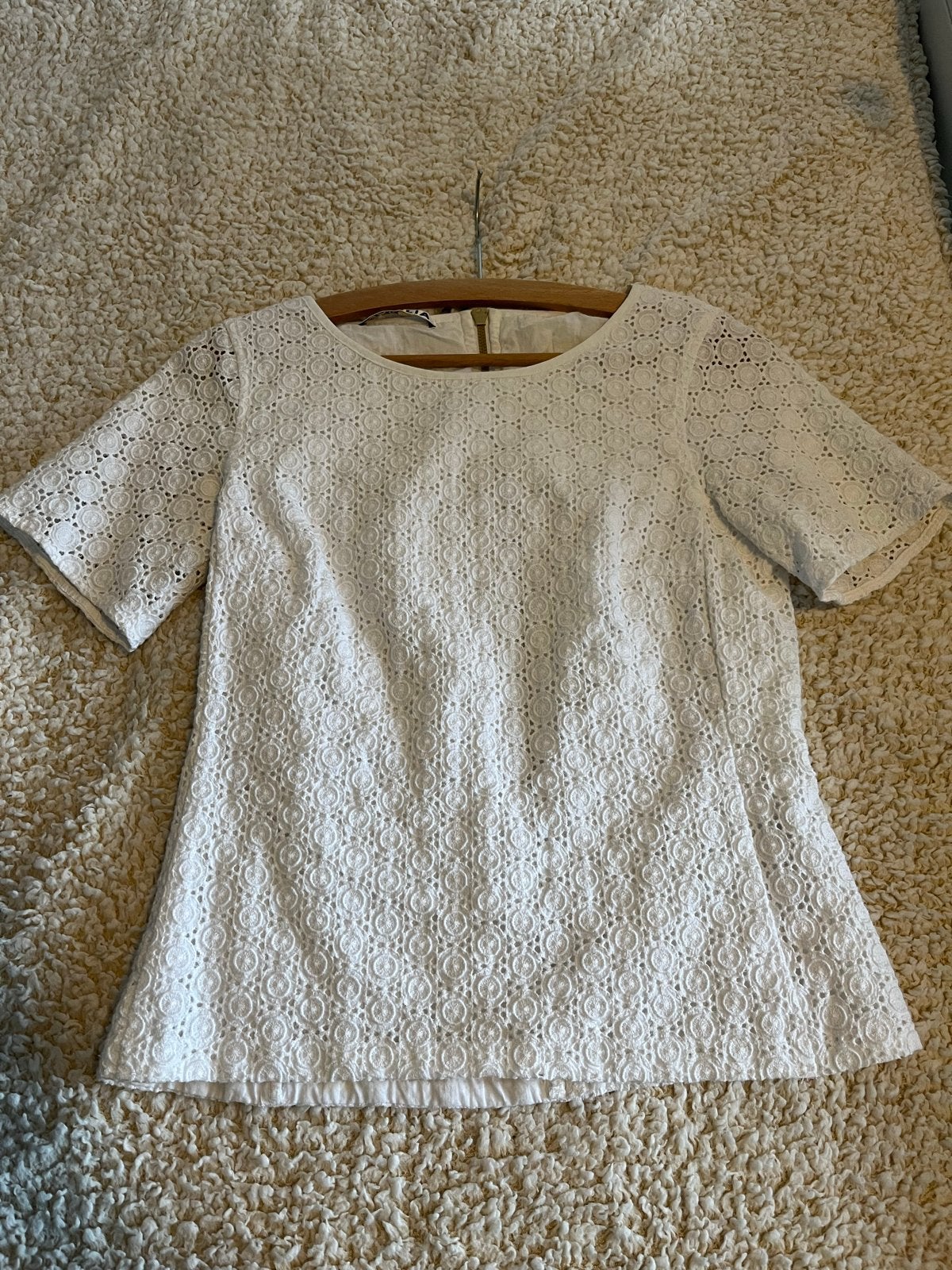 Witte kanten top van Vanilia, maat 34-36, Wit, Ophalen of Verzenden, Zo goed als nieuw, Korte mouw