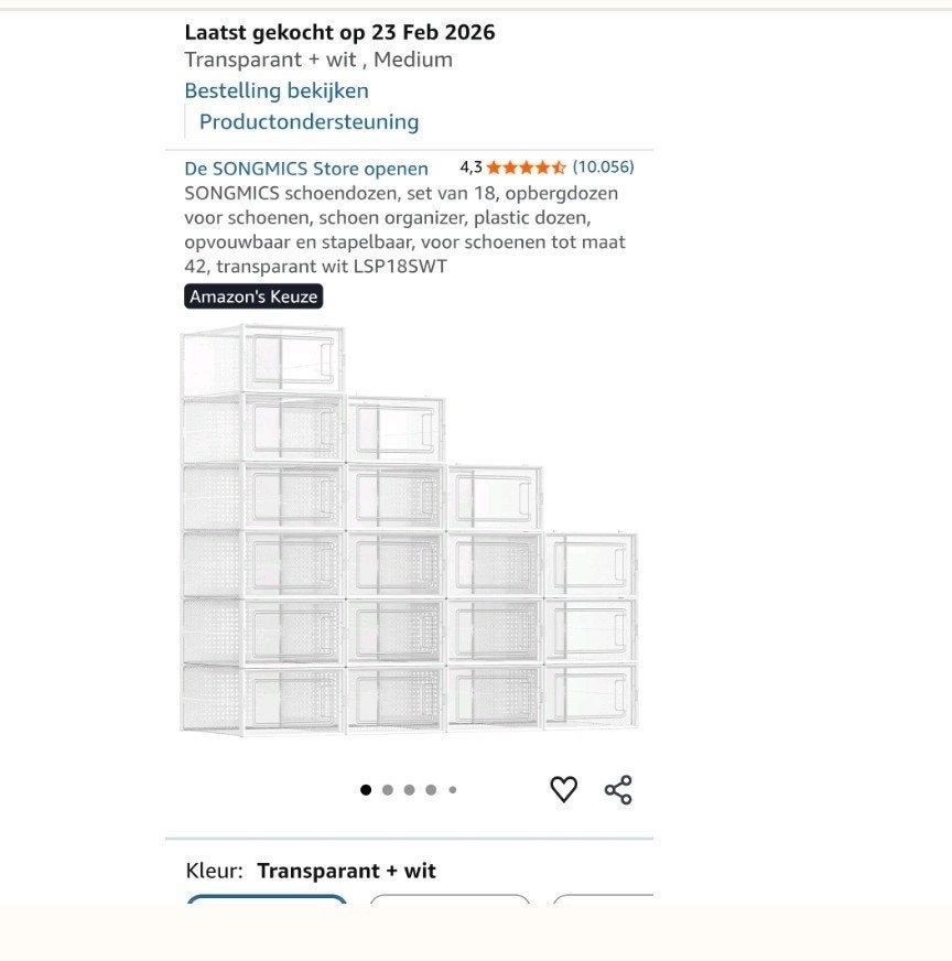 Transparante Schoenendozen / Schoenenrek - 18 Stuks, Ophalen of Verzenden, Nieuw, Modern, Transparant, Stapelbaar