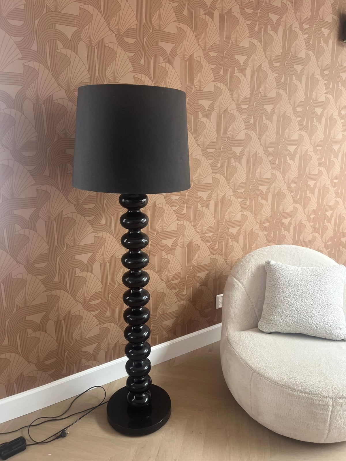 Supermooie eclectische bollen lamp met kap, Ophalen, Gebruikt, E27 (groot), Minder dan 100 cm