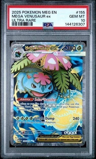 Mega Evolution Mega Venusaur EX 155/132 PSA 10, Ophalen of Verzenden, Nieuw, Losse kaart, Foil