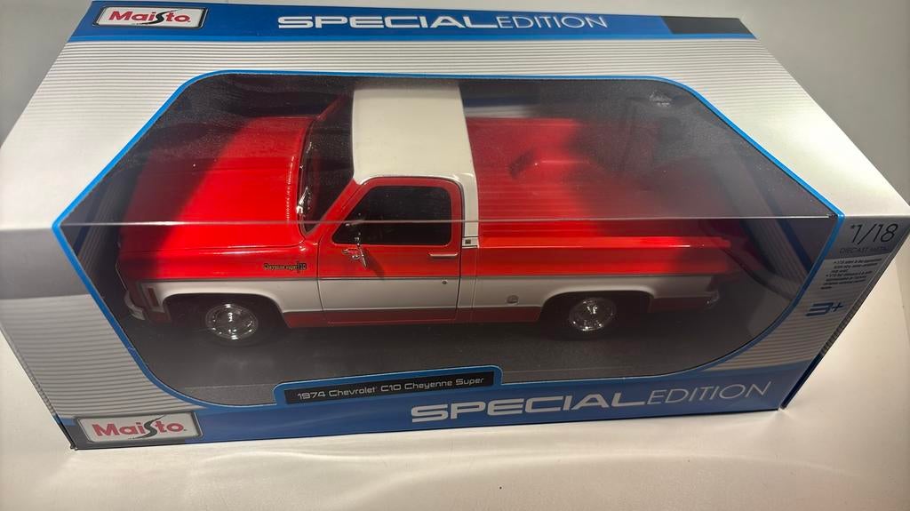 Chevrolet c10 cheyenne super 1974 maisto 1.18, Maisto, Ophalen of Verzenden, A, A