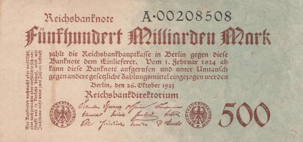 DUITSLAND 500 miljard mark uit 1923., Postzegels en Munten, Bankbiljetten | Europa | Niet-Eurobiljetten, Ophalen of Verzenden