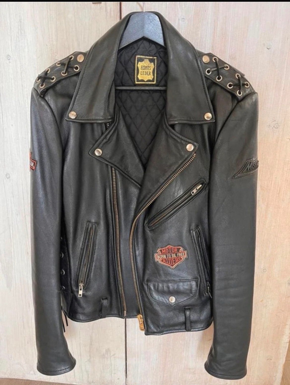 Harley-Davidson Leren Motorjas met Adelaar Patch maat 52, Ophalen of Verzenden, Gedragen