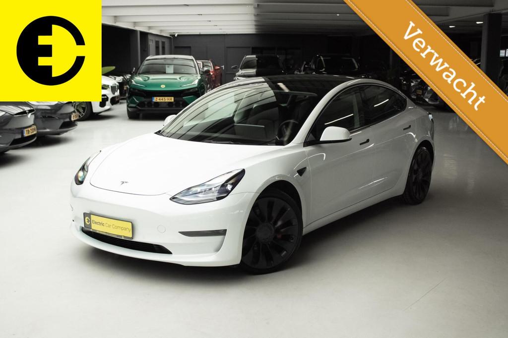 Tesla Model 3 Performance AWD 75 kWh | 90,5% SOH | Stuurverw, Auto's, Tesla, Gebruikt, Zwart, 462 pk, Wit