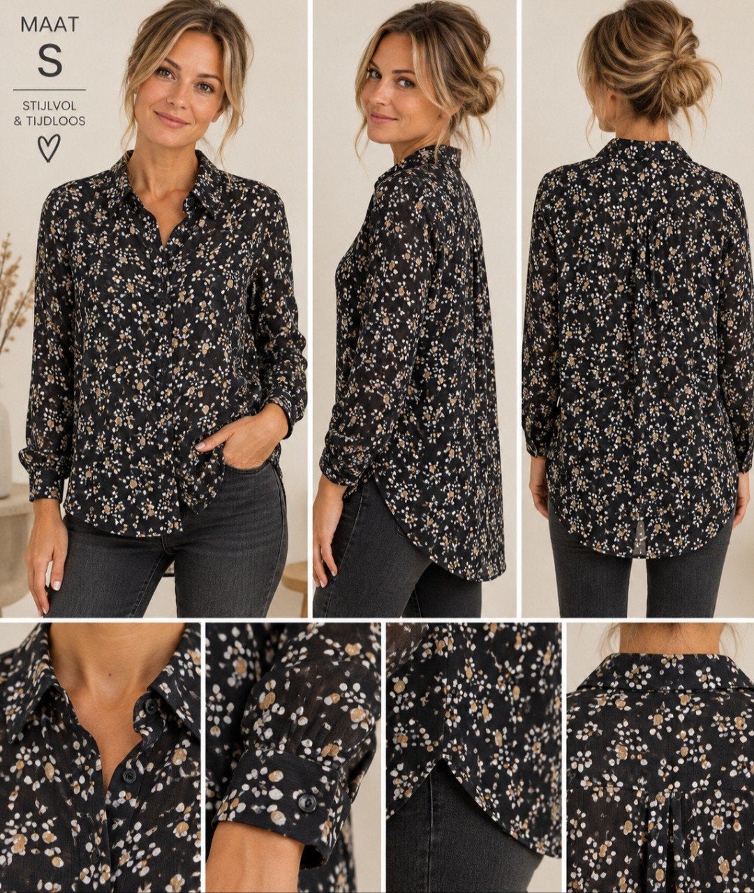 Millenium blouse – zgan – maat S Valt groter✨️✨️, Zwart, Zo goed als nieuw, Maat 36 (S), Millenium