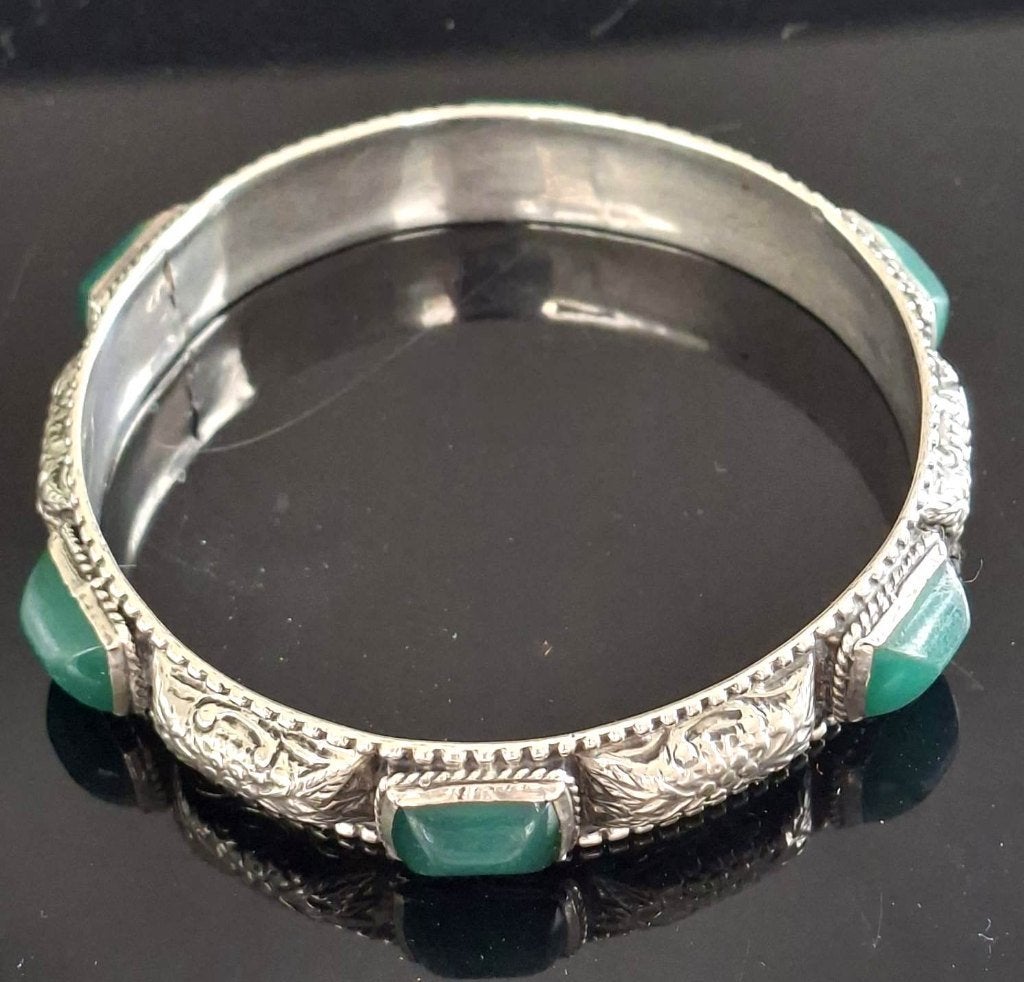 Schitterende Art Deco Zilver Chrysopraas Armband, Sieraden, Tassen en Uiterlijk, Ophalen of Verzenden, Zilver, Armband, Met edelsteen