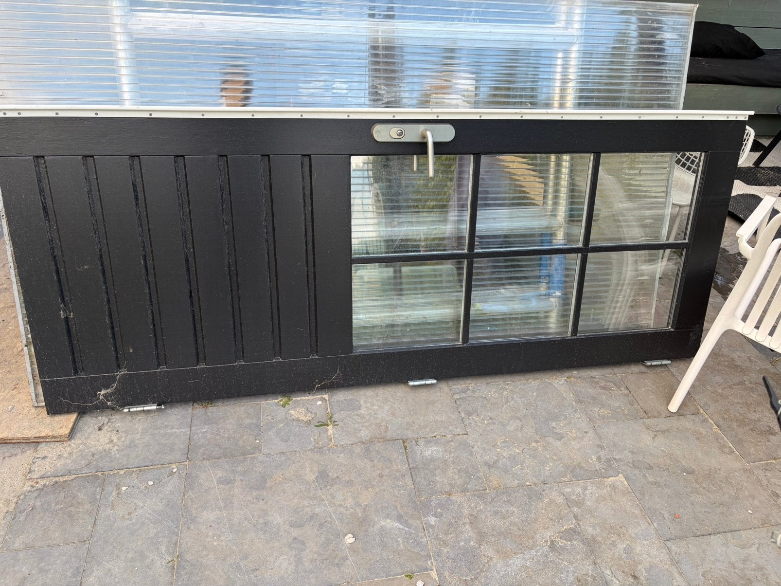 Hardhouten Buitendeur 83,5 x 212 cm - antraciet grijs, Ophalen, Zo goed als nieuw, Buitendeur, 200 tot 215 cm