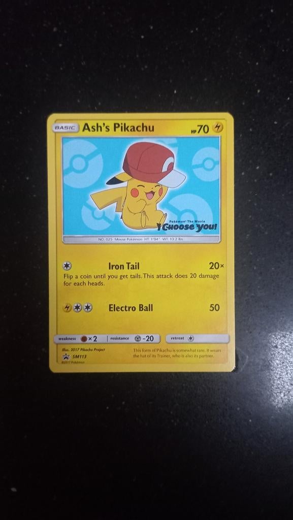 Ash's Pikachu Pokémon TCG SM112 Promo, Ophalen, Zo goed als nieuw, Losse kaart