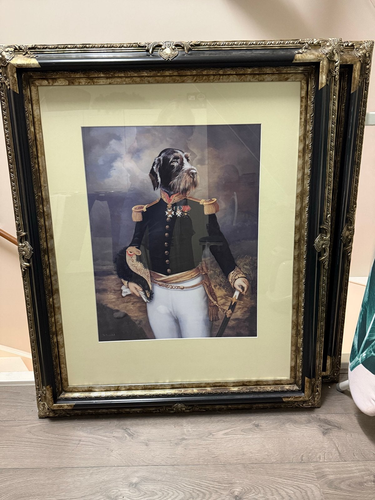 Portret:Thierry Poncelet Hond in Militair Uniform Ingelijst, Ophalen, Dieren, Klassiek, Print