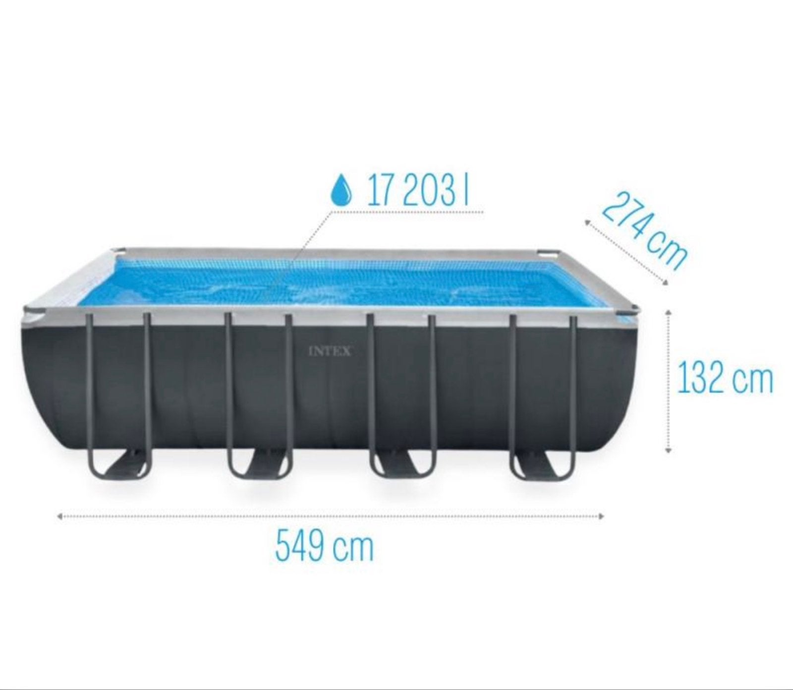 Intex Ultra XTR Zwembad 549x274x132cm + Warmtepomp, Gebruikt, 200 tot 300 cm, Rechthoekig, Ophalen